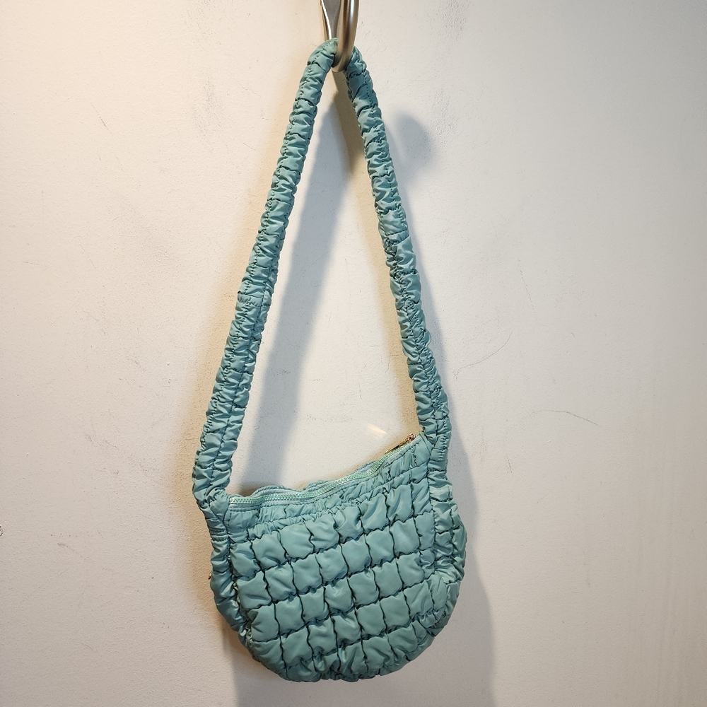 Urban Expressions Light Green Puffy Quilted Crossbody Bag
